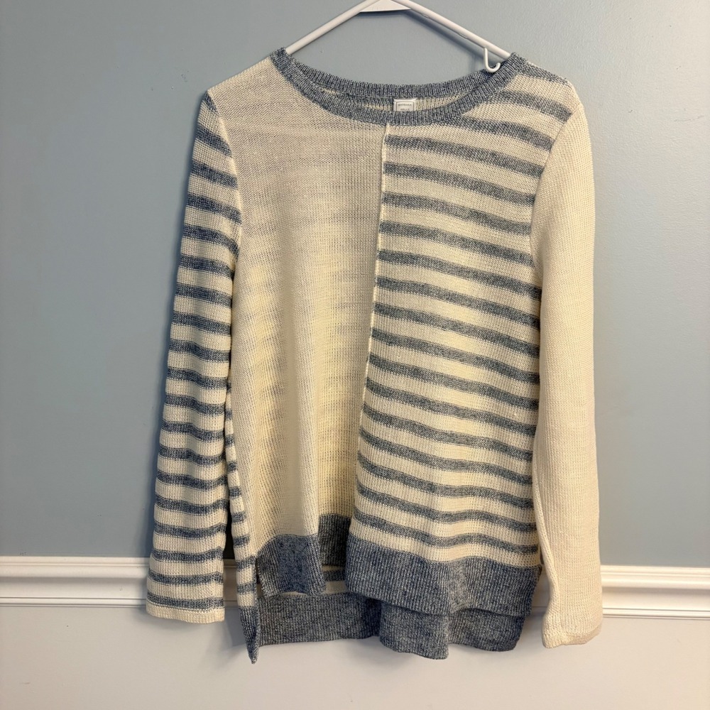 Barbara Wells Studio Blue Cream Striped Knit Sweater Nautical Beach Women Small